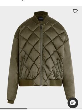 Favorite Daughter The Favorite Quilted Bomber Jacket Army Olive Satin | Size S